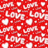 Red seamless love background with hearts