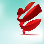 Red heart from ribbon Valentine&#039;s day EPS8 N2