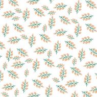 Branch of orange flower pattern on white background N2