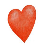 Watercolor painted red heart N6