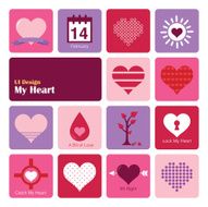 Set Heart icons flat UI design trend vector illustration N2