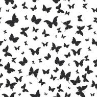 butterflies set isolated silhouette seamless pattern on white background Vector