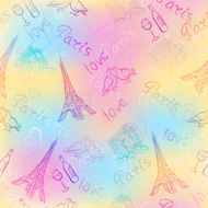 Colorful vector background with the sights of Paris N6