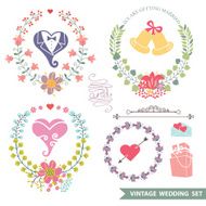 Vintage floral set with wedding items