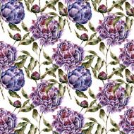 Seamless pattern with flowers Watercolor illustration N22