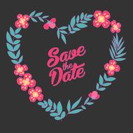 Save the date floral heart card Vintage wedding invitation