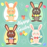 Happy Easter card with bunnies
