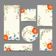 Set of vintage floral wedding invitation cards