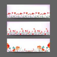 Set of three nature vector banners with floral element N3