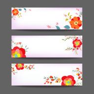 Set of three nature vector banners with floral element N4