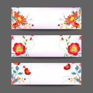 Set of three nature vector banners with floral element N5