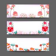 Set of three nature vector banners with floral element N6