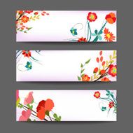 Set of three nature vector banners with floral element N7