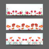 Set of three nature vector banners with floral element N8