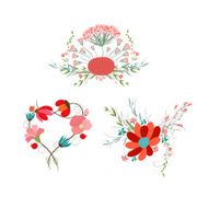 Vintage vector set of retro flowers N2