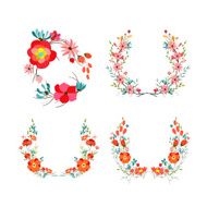Vintage vector set of retro flowers N3
