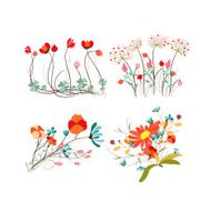 Vintage vector set of retro flowers N4