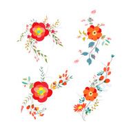 Vintage vector set of retro flowers N5
