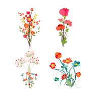 Vintage vector set of retro flowers N6