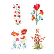 Vintage vector set of retro flowers N7