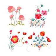 Vintage vector set of retro flowers N8