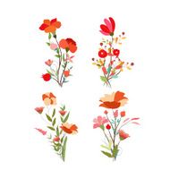 Vintage vector set of retro flowers N9