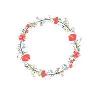 Cute retro flowers arranged un a shape of the wreath N2