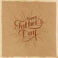 handwritten Happy Fathers Day retro label with light rays