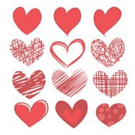 Set of hearts on white background