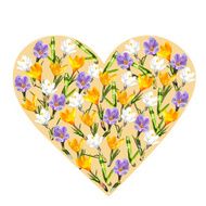 Ornament with spring flowers in the shape of heart