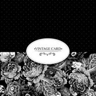 Monochrome Vintage Floral Card with Roses
