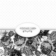 Monochrome Vintage Floral Card with Roses N2