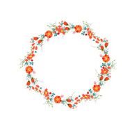 Cute retro flowers arranged un a shape of the wreath N3