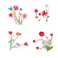 Vintage vector set of retro flowers N10