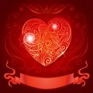 Greeting card with heart and ribbon for wedding invitations or