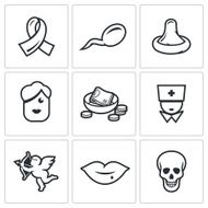 AIDS and HIV Infection icons Vector Illustration