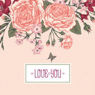 Beautiful Victorian Roses in Vintage Style for Invitation Card N4