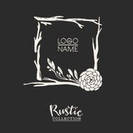 Rustic premade typographic logo with flowers branches and plants