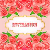 background festive invitation with red roses