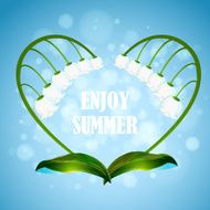 Enjoy the summer Illustration with heart shape wreath lilies