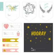 Set of cards notes and stickers with cute illustrations N41