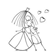 Baby Princess and Prince Frog Kissing Coloring Page N2