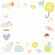 Set of cards notes and stickers with cute illustrations N43