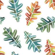 Watercolor oak leaves seamless pattern
