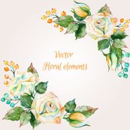 Set of watercolor floral bouquets for design Illustration white roses