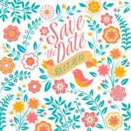 Wedding invitation card with flowers Ukrainian style save the date