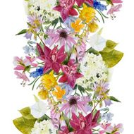 Hand drawn floral seamless border