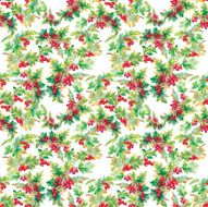 Beautiful seamless pattern in watercolor branches with rowan berries N2