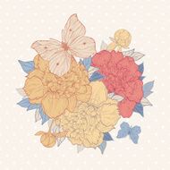 Background with peony and butterfly N2