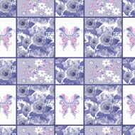 Seamless vintage rose butterfly pattern N2
